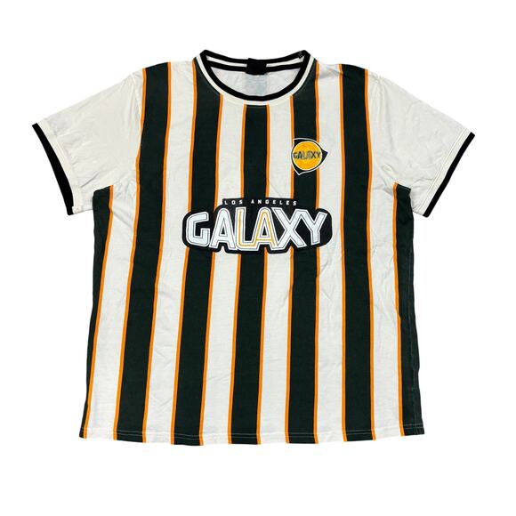 Los Angeles Galaxy MLS Sport Design Sweden Ringer Striped Retro Tee Men's XL